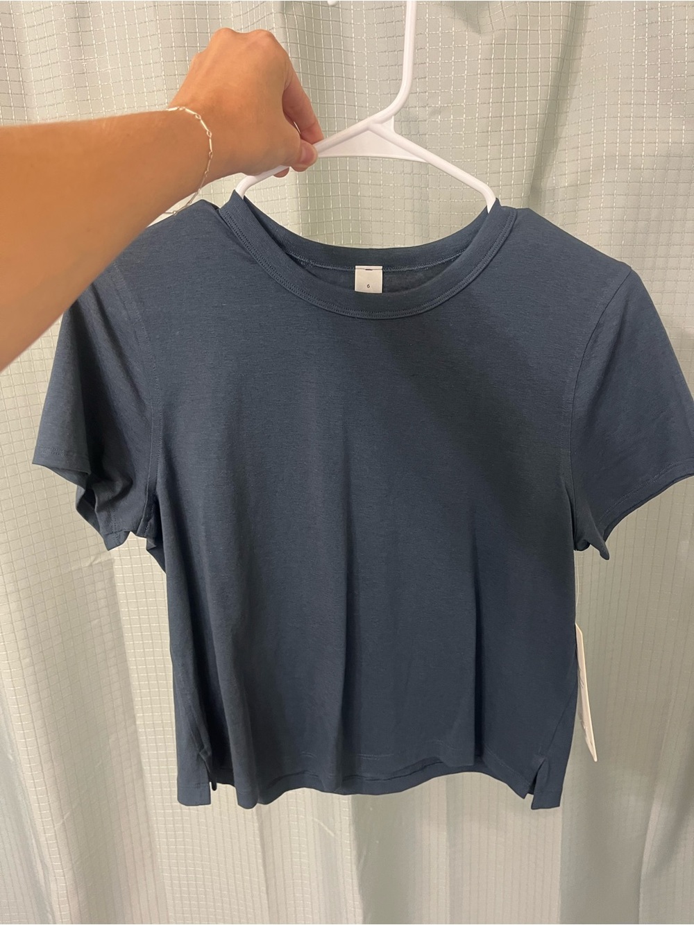 NWT Lululemon Women’s Navy Classic-Fit Cotton-Blend Tee Size 6